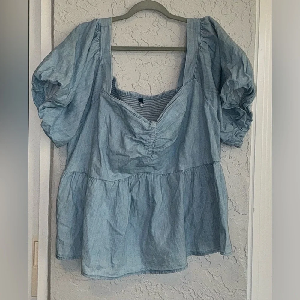 Old Navy Women's Blue Puff Sleeve Top